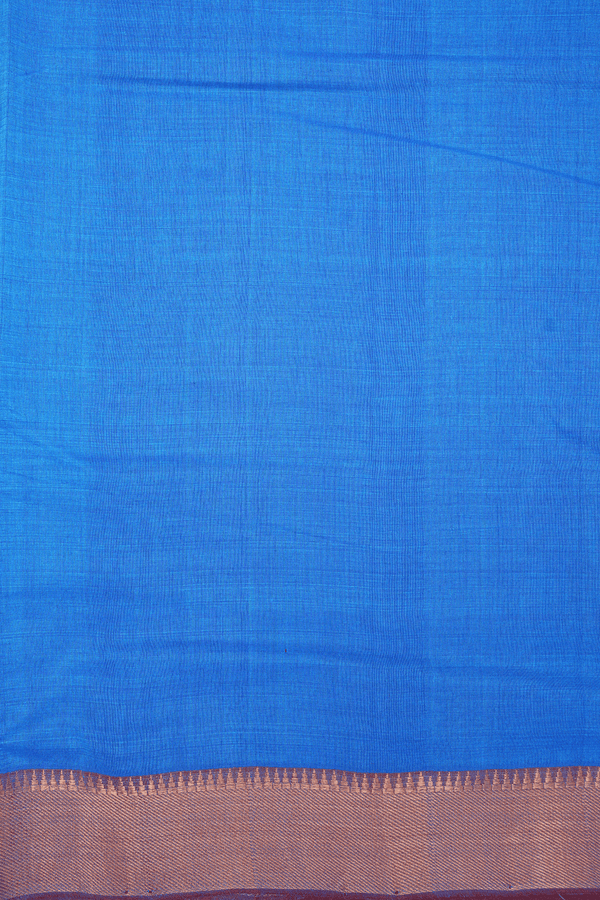 Twill Weave Border Cerulean Blue Mangalagiri Cotton Saree
