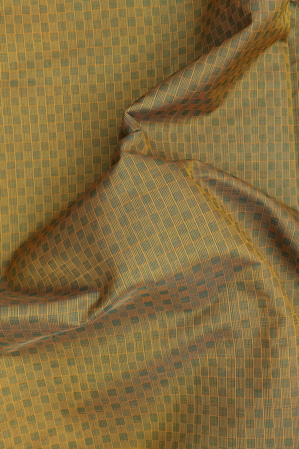 Silk Cotton Saree In Greenish Brown With Paai Madippu Kattai