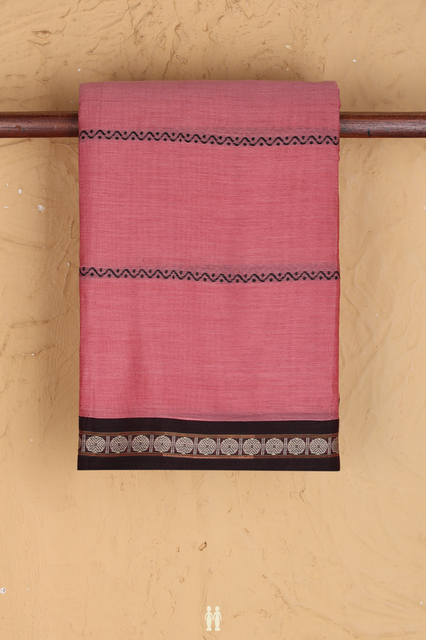 Dharwad Cotton Saree In Pink With Stripes Design