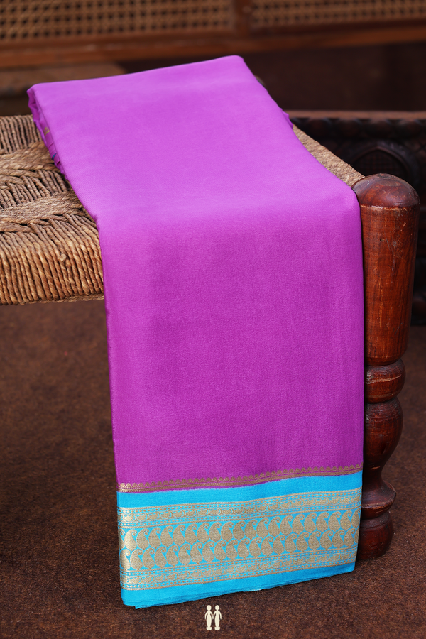 Mysore Silk Saree In Lavender With Contrast Border
