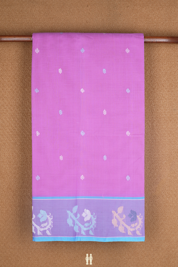 Threadwork Buttas Soft Purple Bengal Cotton Saree
