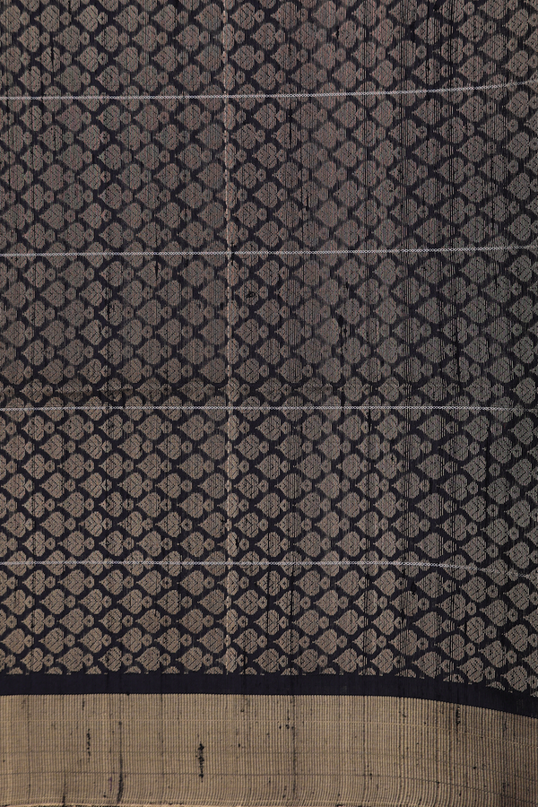 Raw Silk Saree In Black With Allover Design