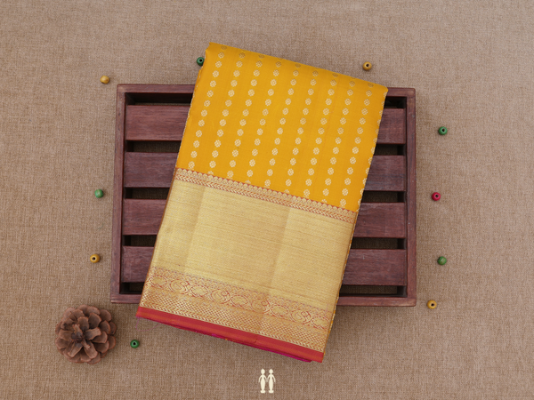Floral Buttas Yellow Kanchipuram Pavadai Sattai Material