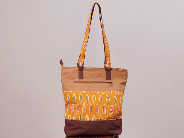 Printed Design Orange Cotton Hand Bag