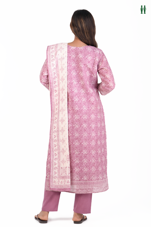 Front Tie Up Printed Design Pink Cotton Salwar Set