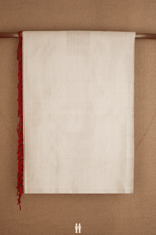 Square Zari Motifs Off White Soft Silk Saree