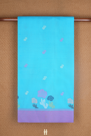 Threadwork Buttas Sky Blue Bengal Cotton Saree