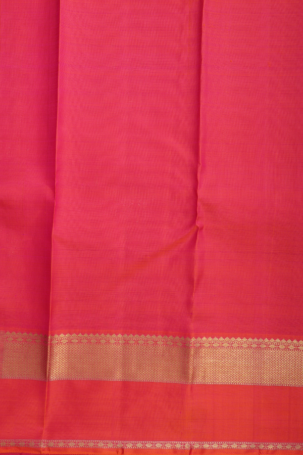 Kanchipuram Silk Saree In Coral Pink With Checks Along Buttas