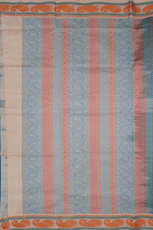 Checks With Buttas Teal Blue Poly Cotton Saree