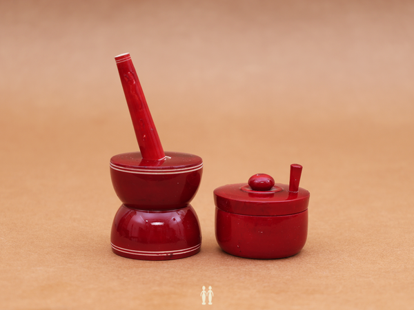 Wooden Handicraft Lacquered Mortar And Peslte Set