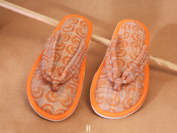 Allover Design Orange Cotton Slippers