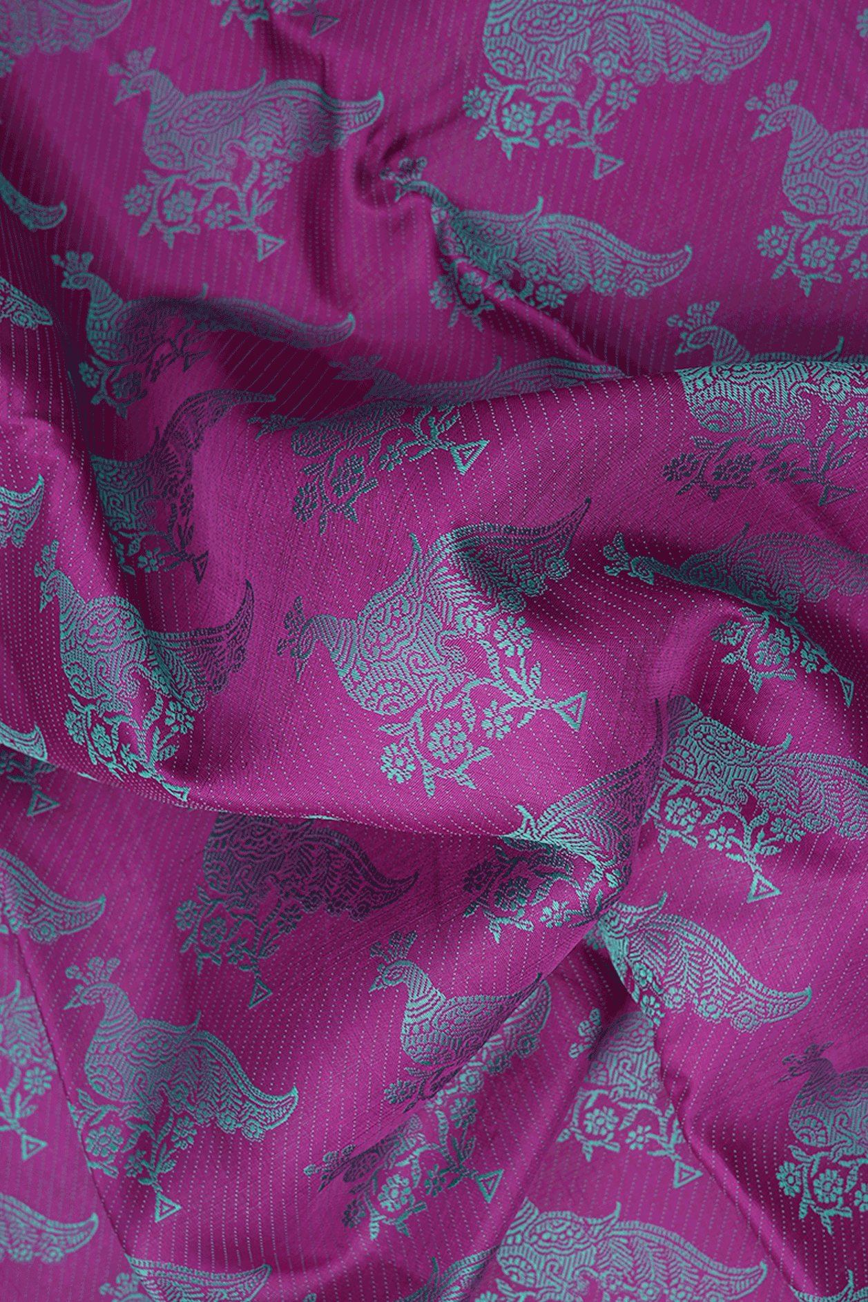 Peacock Threadwork Design Purple Rose Kanchipuram Silk Saree