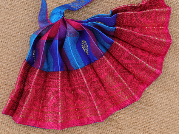 Zari Border Blue Silk Cotton Amman Pavadai Set