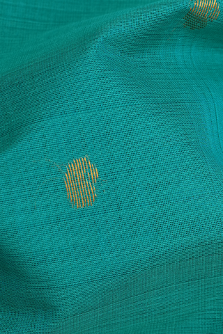 Paisley Buttis Peacock Green Venkatagiri Cotton Saree