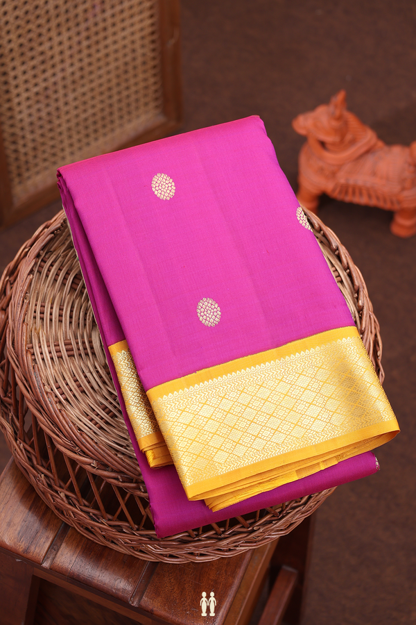Kanchipuram Silk Saree In Purple Rose With Chakram Buttas