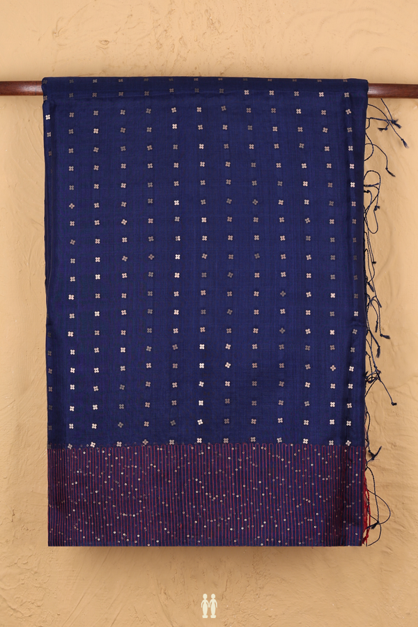 Bailu Silk Saree In Navy Blue With Chamki Work