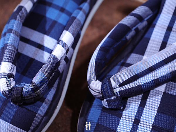 Checks Design Blue Cotton Slippers