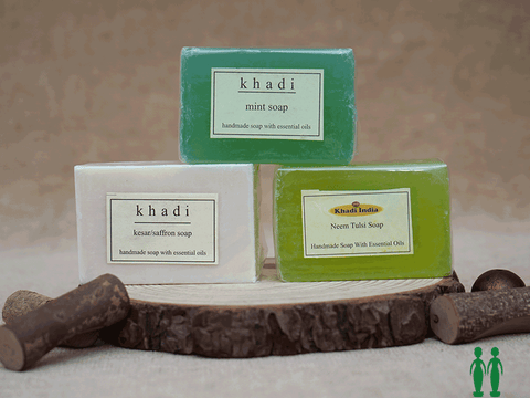 Pack Of 3 Handmade Soaps - Neem Tulsi, Kesar And Mint