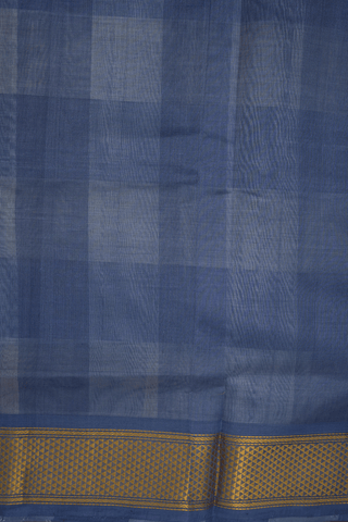 Checks With Buttas Blue And White Silk Cotton Saree