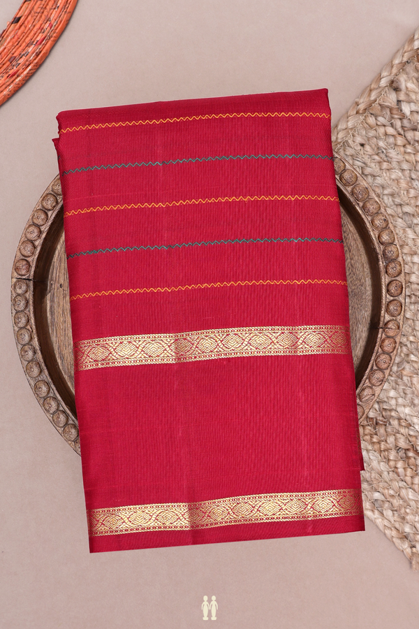Kanchipuram Silk Saree In Ruby Red With Neli Design