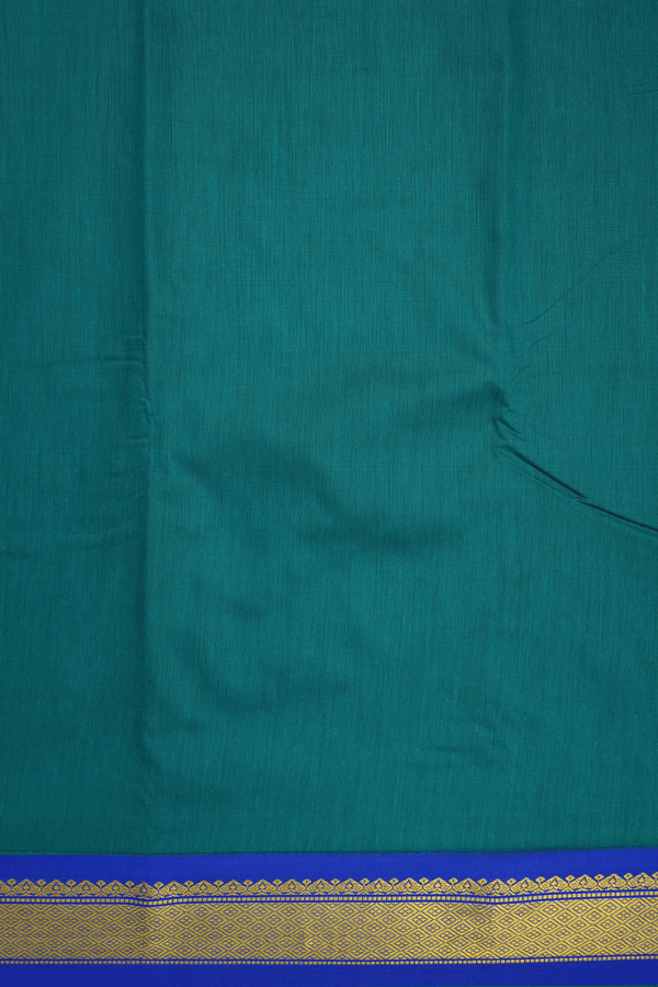 Diamond Zari Border Plain Peacock Green Apoorva Cotton Saree