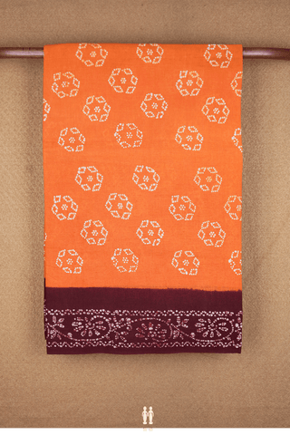 Allover Printed Motifs Royal Orange Sungudi Cotton Saree