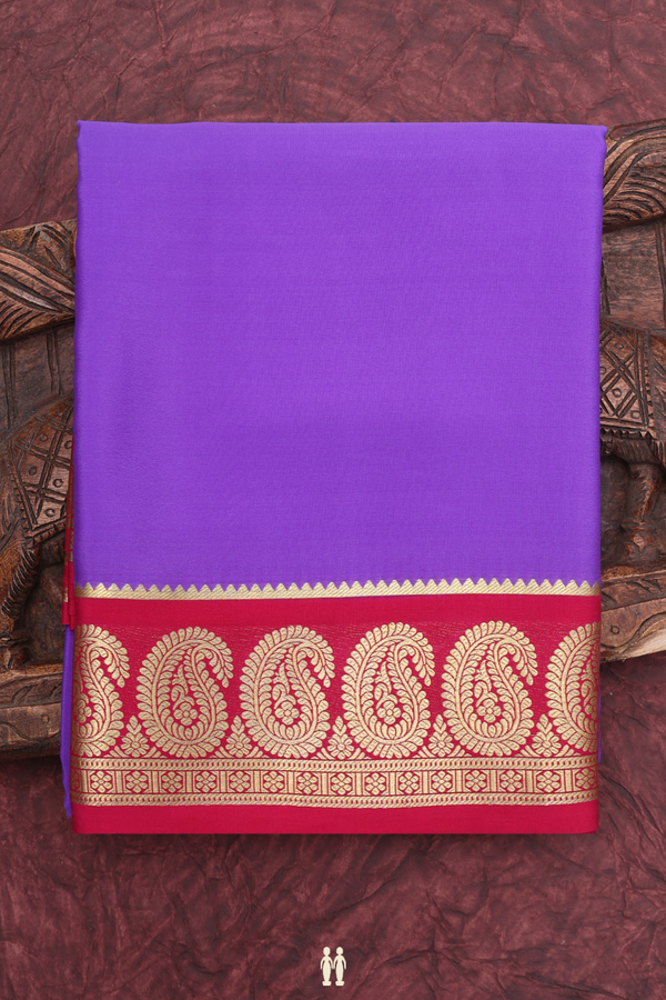 Mysore Silk Saree In Violet With Paisley Border