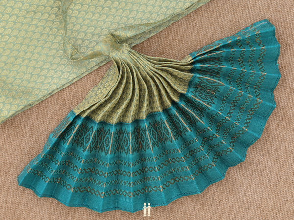 Zari Buttas Green Silk Cotton Amman Pavadai Set