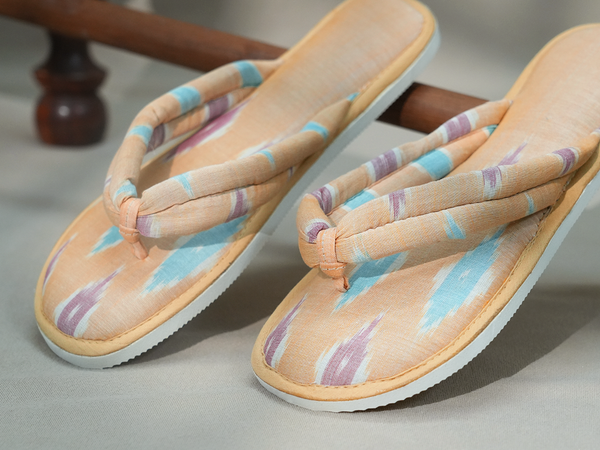 Ikat Design Caramel Yellow Cotton Slippers