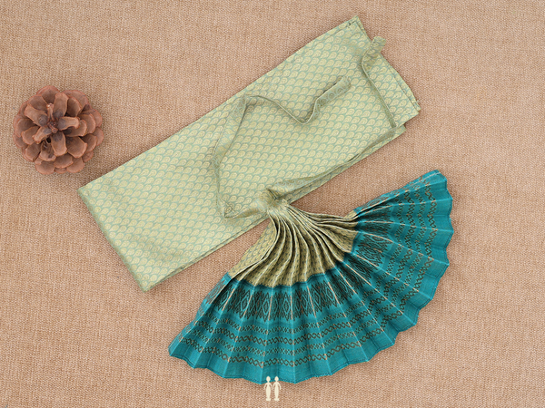 Zari Buttas Green Silk Cotton Amman Pavadai Set