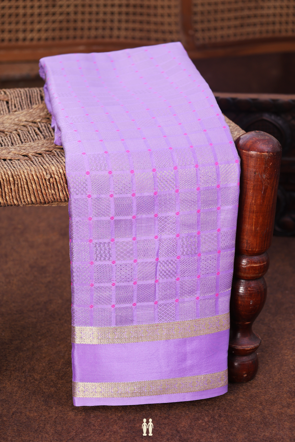 Mysore Silk Saree In Lavender With Square Buttas