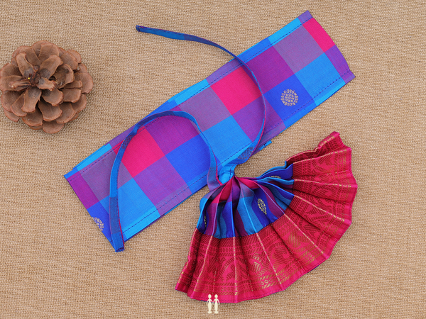 Zari Border Blue Silk Cotton Amman Pavadai Set