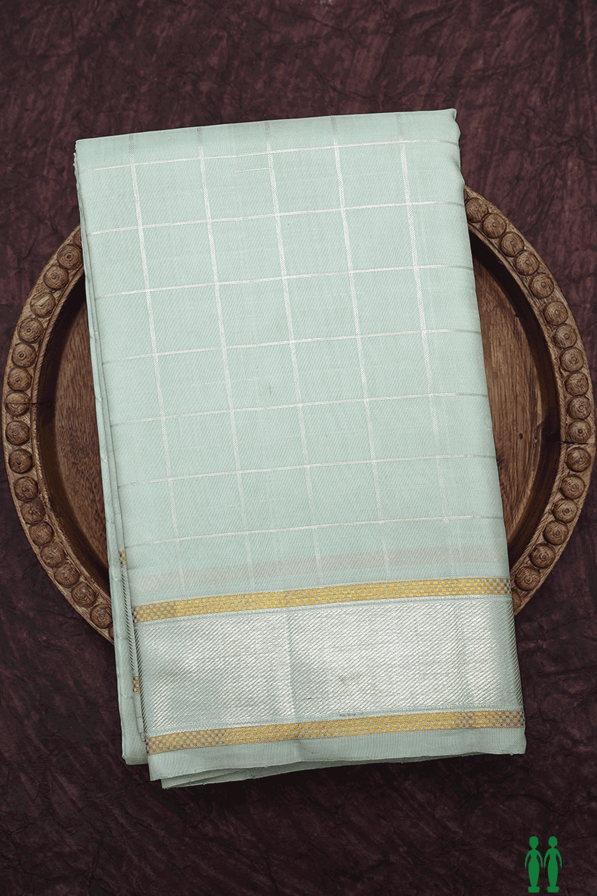 Zari Checked Design Pale Green Kanchipuram Silk Saree