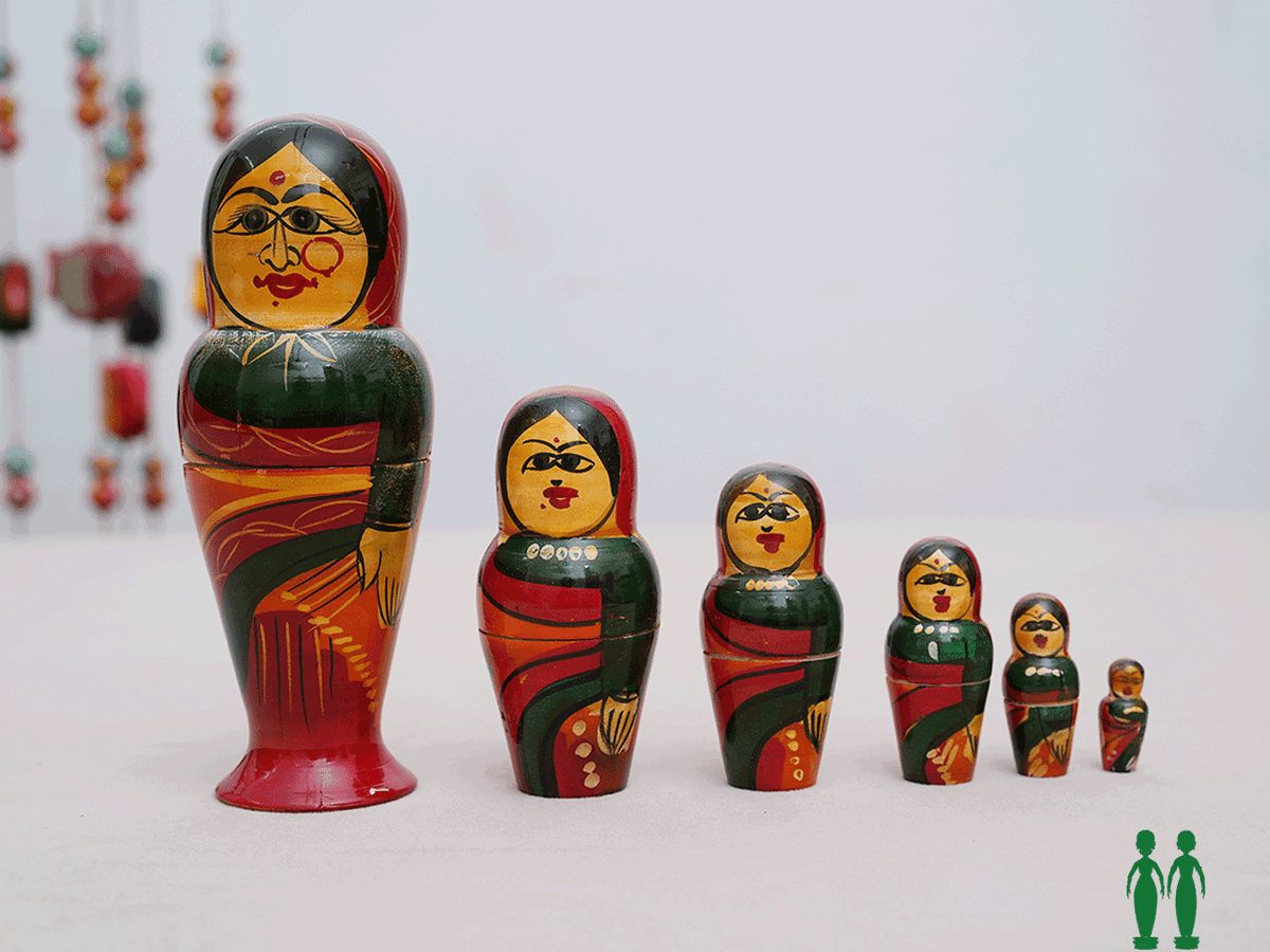 Set Of 6 Wooden Handicraft Matryoshka Doll For Decor