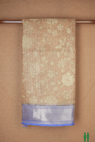 Floral Printed Design Gold Semi Tissue Saree