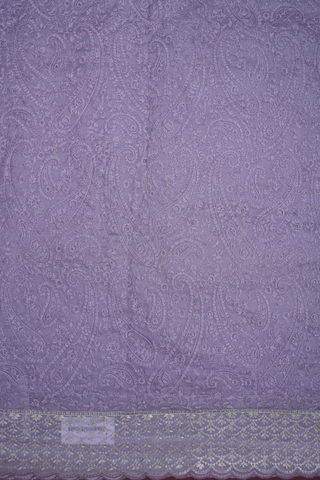 Embroidered Paisley Design Dusty Purple Organza Silk Saree