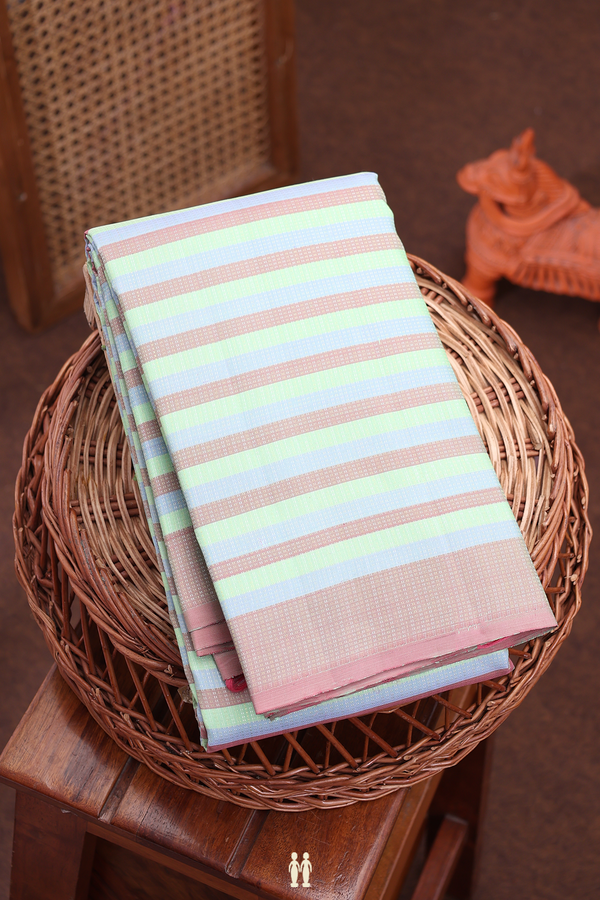 Kanchipuram Silk Saree In Multicolor With Stripes Design