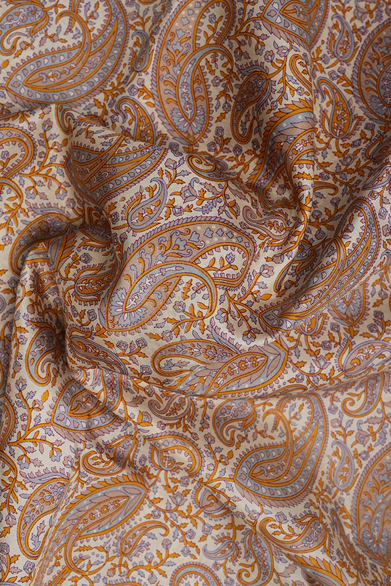Allover Paisley Design Light Tan Printed Silk Saree