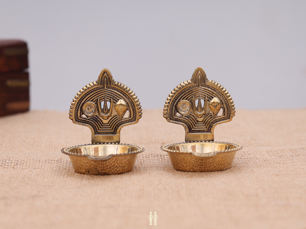 Brass Sangu, Chakram And Namam Villakkau For Pooja Set