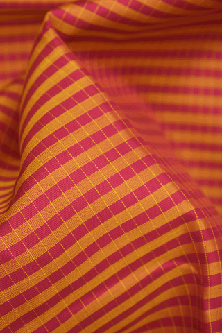 Checks Design Red And Yellow Kanchipuram Silk Saree