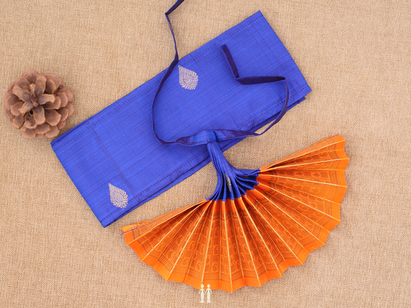 Zari Border Royal Blue Silk Cotton Amman Pavadai Set