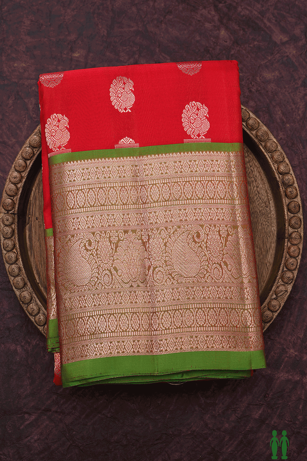 Floral Peacock Buttas Scarlet Red Kanchipuram Silk Saree – Sundari Silks