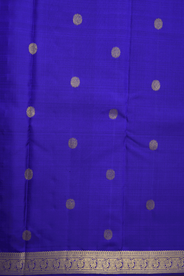 Traditional Zari Buttas Indigo Blue Kanchipuram Silk Saree