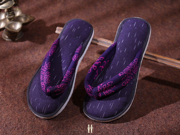 Allover Design Purple Cotton Slippers