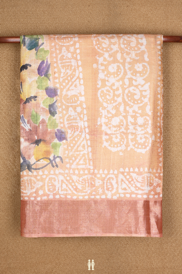 Tussar Silk Saree In Multicolor With Allover Floral Printed