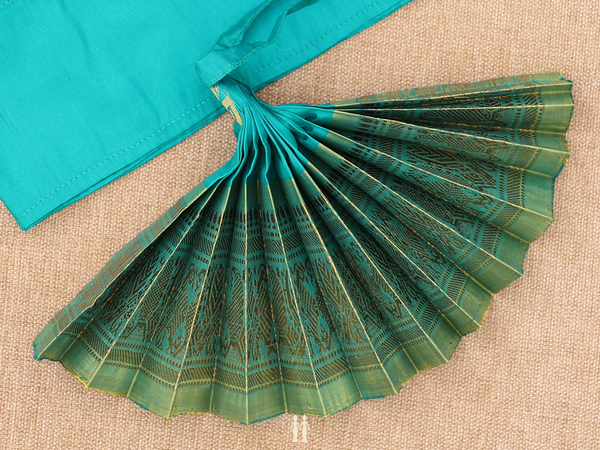Zari Border Green Silk Cotton Amman Pavadai Set