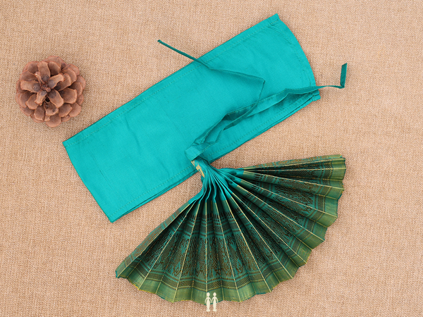 Zari Border Green Silk Cotton Amman Pavadai Set