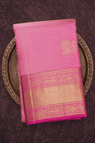 Threadwork With Buttas Pastel Pink Kanchipuram Silk Saree
