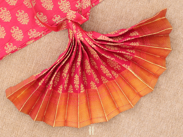 Zari Border Red Silk Cotton Amman Pavadai Set