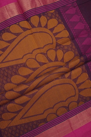 Threadwork Motifs Berry Purple Coimbatore Cotton Saree